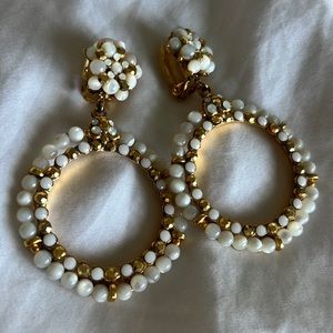 Barrera Earrings clip on white and gold